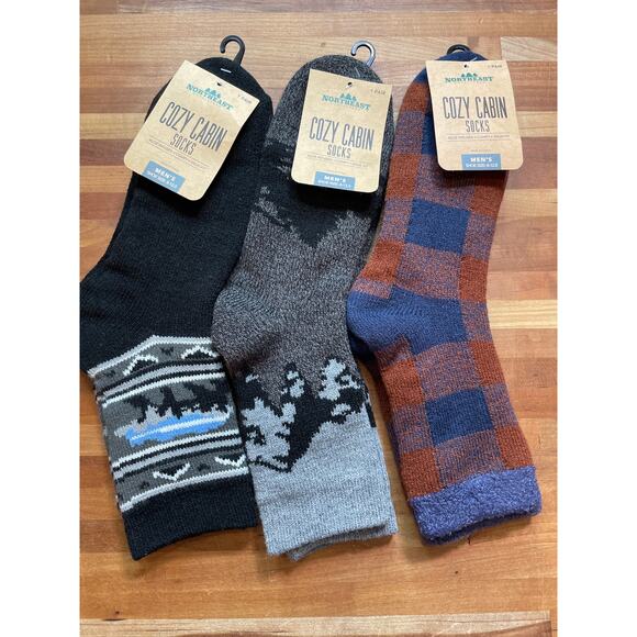 Cozy cabin men’s crew socks set of 3 size large (8-12.5) - Picture 1 of 9
